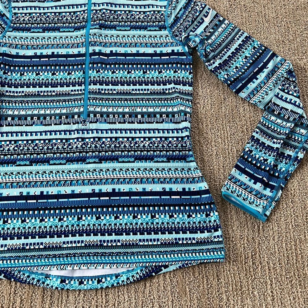 Nike Blue Patterned 3/4 Zip Jacket - Picture 2 of 5